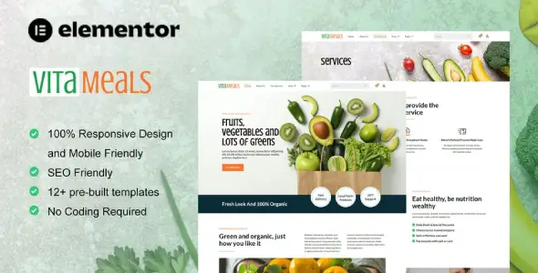 Vitameals – Fruits & Vegetables Store Elementor Template Kit